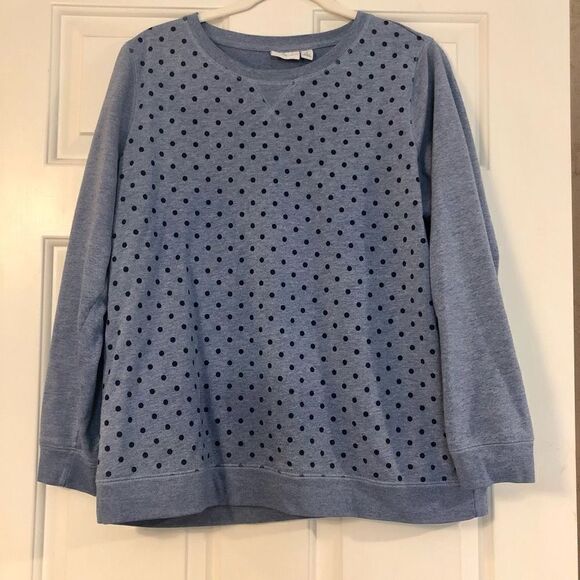 Kim Rodgers Women’s Blue Polkadot Sweatshirt Size Large - Picture 1 of 7